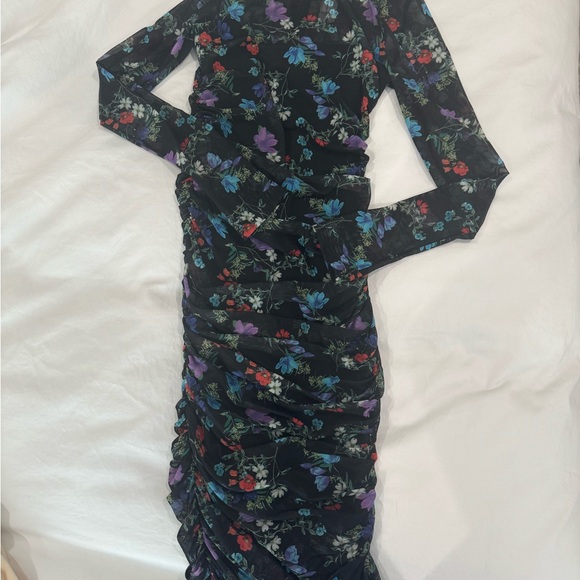 Alice + Olivia Black lace Floral Dress midi gorgeous dress - Picture 3 of 9